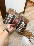 Myra Mojave Paisley Fringed Hand-Tooled Wristlet